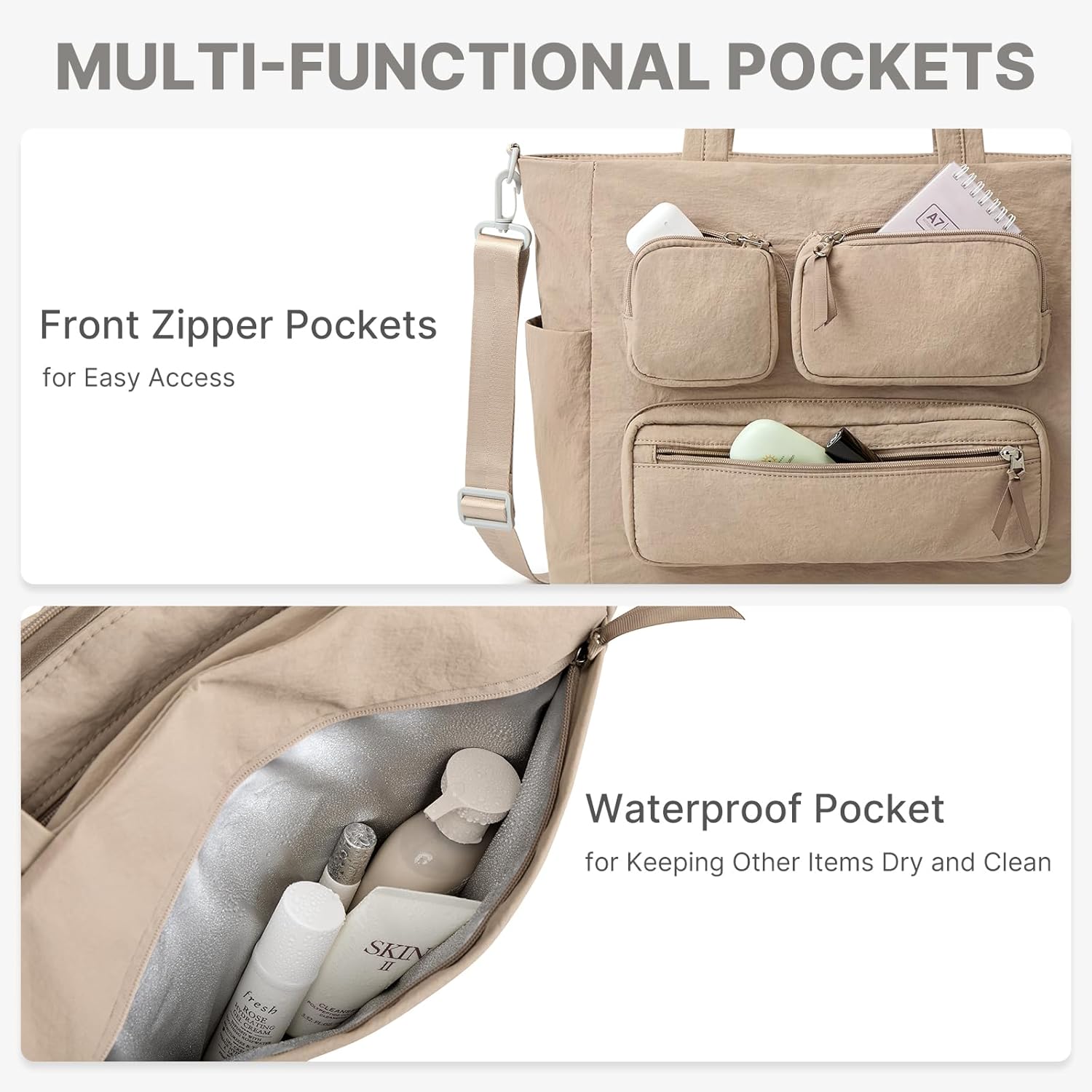 G4Free Tote Bag for Women, Lightweight Work Bag with 15" Laptop Pocket for Teacher Nurse Casual Shoulder Bag for Travel Daily - Image 5