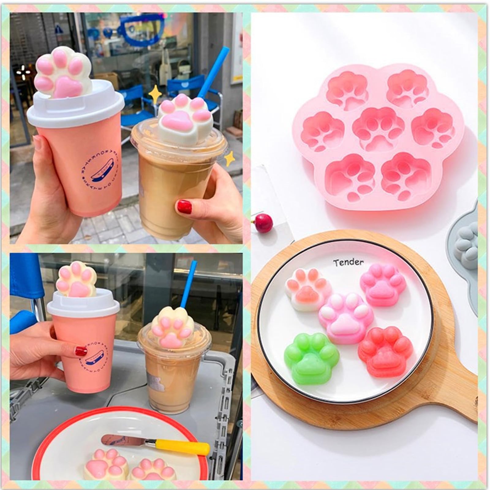 Silikonowa forma do pieczenia kota, zwierzęta, łapy, kota, łapy, kreskówek, nadaje się do robienia puddingu, ciasta, czekolady, kostek lodu, mydła, fondantu itd.