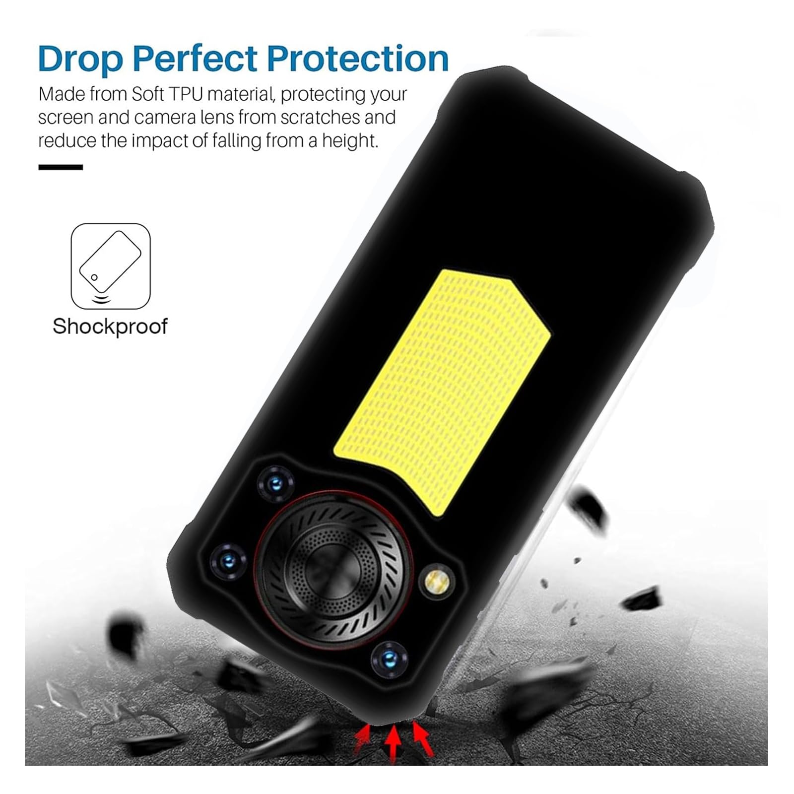 Coque Oukitel WP53 Pro + Verre Trempé - Protection Choc Silicone TPU Noir + écran 9H - Housse étui Bumper Souple