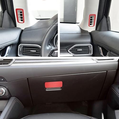 Miniatura 7 de YAMUDA Compatible con adhesivo decorativo de fibra de carbono para Mazda CX-5 2017-2022 (rojo, 23 piezas)