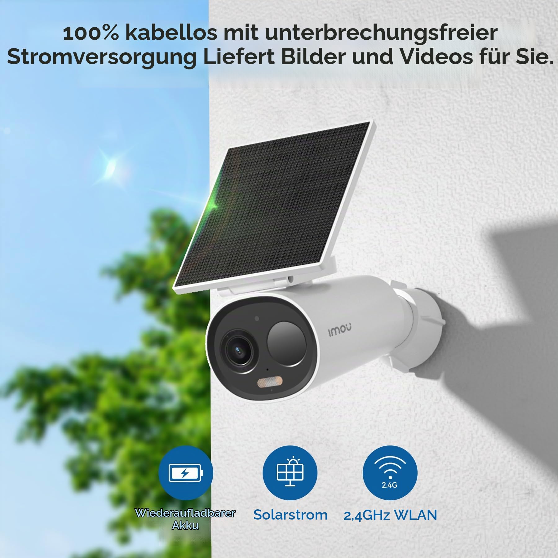 Imou Cell 3C All-in-one 100% kabellose, batteriebetriebene 3 MP WLAN-Überwachungskamera, inklusive Solarpanel