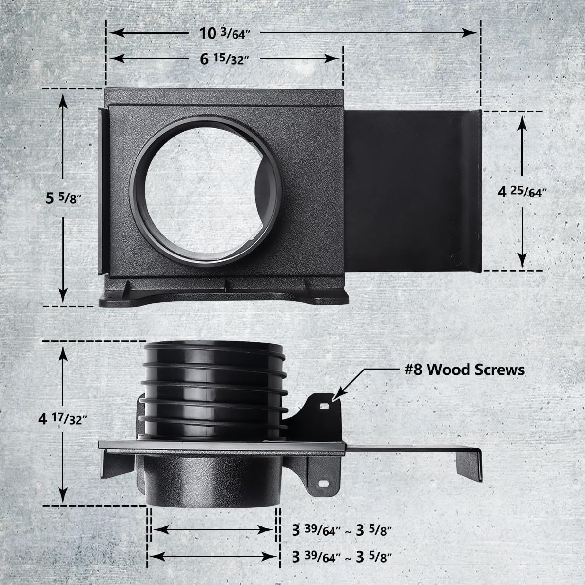 POWERTEC 70358-P4 4 Inch Wall Mounting Blast Gate with Bracket, Threaded Dust Collection Fitting - 4 Pack 4" Threaded Wall Mounting Blast Gate, 4PK