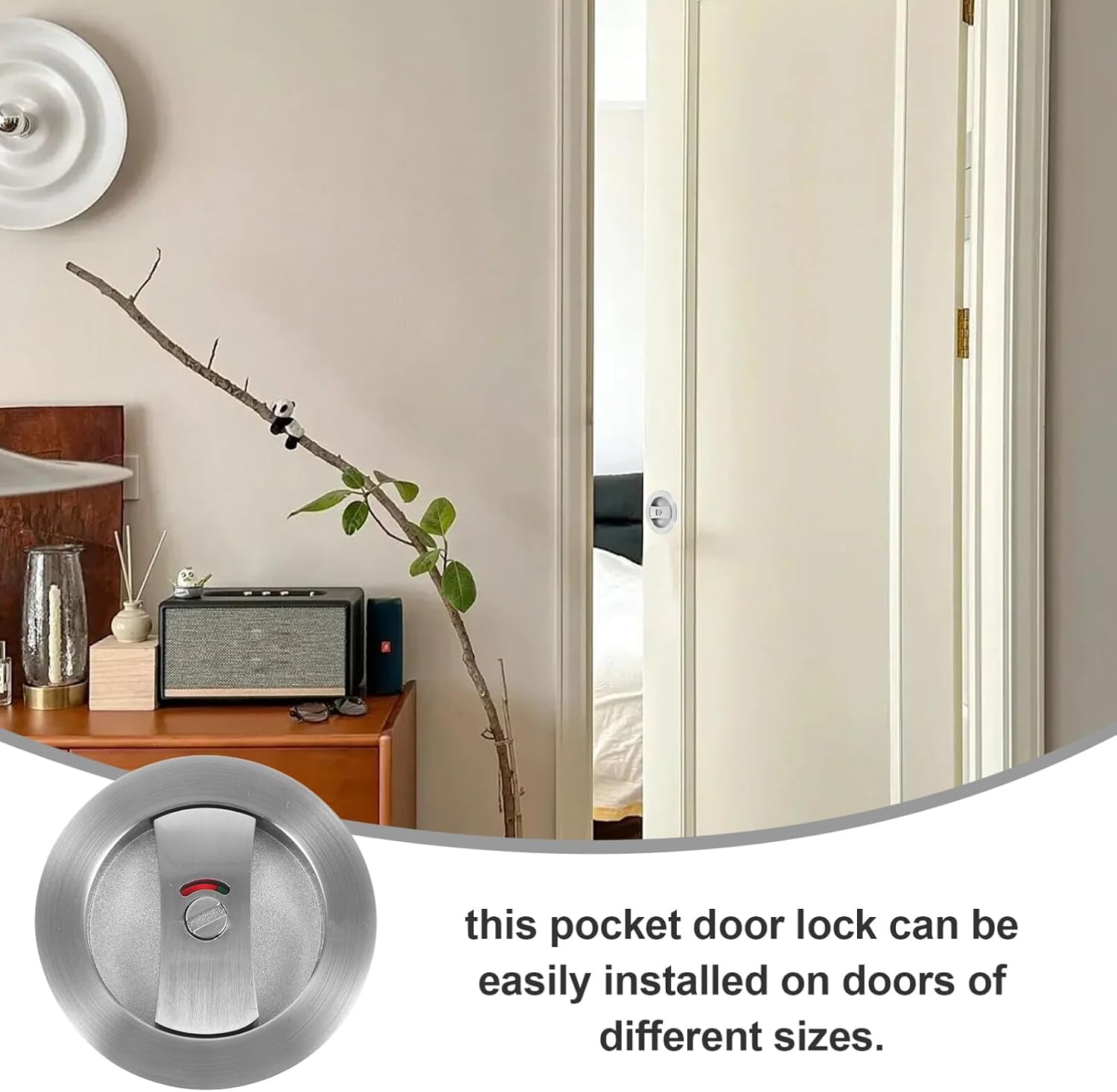 jojofuny Pocket Door Lock Privacy Latch Interior Door Hardware for Easy Installation and Effortless Sleek