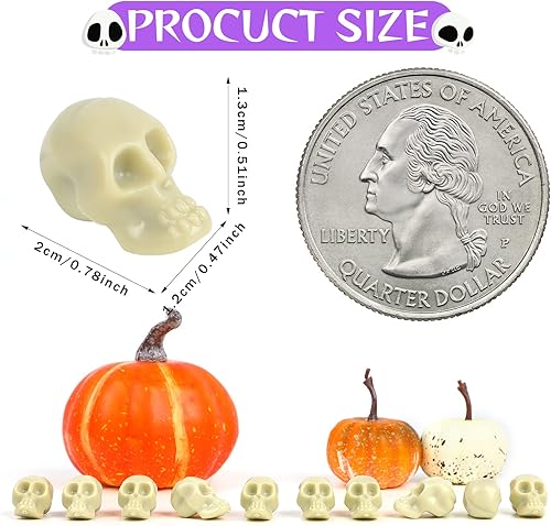 Miniatura 2 de CCINEE 100 piezas de mini cabezas de calavera de Halloween, figuras en miniatura, cabezas de calaveras, ornamets, decoraciones de Halloween de