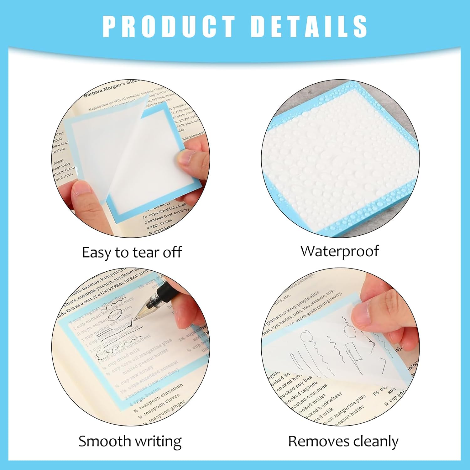 5pcs Sparkle Sticky Notes, Clear Pastel Sticky Notes, Cute Self Adhesive Memo Pads, Small to Do List, See Through Notes, Office Supplies, Transparent Glitter Notepads Stationery - Image 4