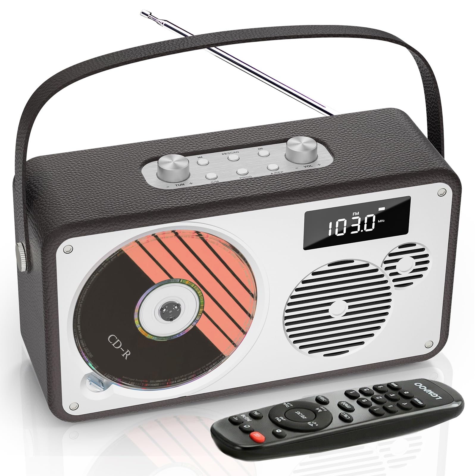 LONPOO LP-103 Portable HiFi CD Player with Bluetooth Speaker FM Radio USB