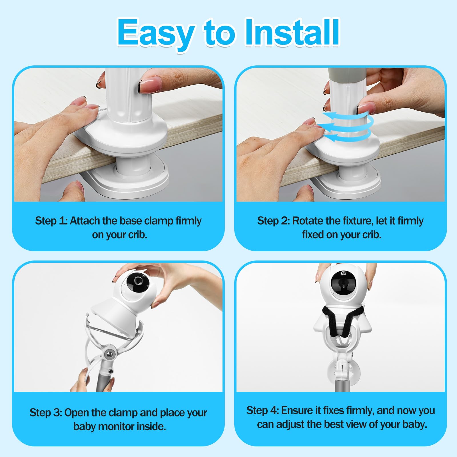 BURNNOVE Supporto Flessibile Universale Braccio a Collo di Cigno 85 cm Regolabile 360° per Telefono e Baby Monitor