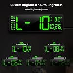 Zgrmbo 16" Large Digital Wall Clock with Remote, Large Display LED Wall Clock for Living Room/Gym/Shop/Warehouse/Office Decor, 12/24H, Auto Dimming, Timer(Not Included USB Adapter)