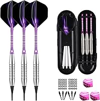 Vista 12 de Juego de puntas de plástico para dardos – 0.63 oz 0.74 oz colorido arco iris punta suave dardos 50 juntas tóricas antisueltas 6 ejes