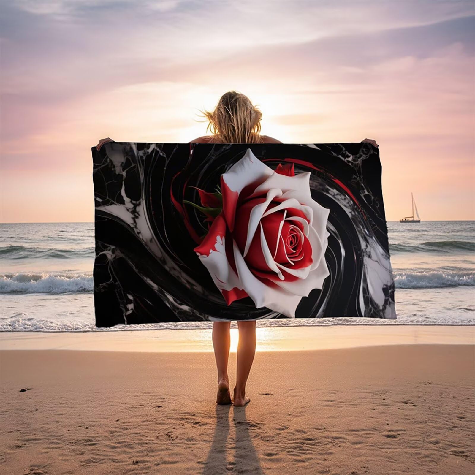 Toalla Playa Flor, Toalla Playa Grande 220x100cm Suave Cómodo y Absorbente para Vacaciones Imprescindibles para Viajar, Toallas Gimnasio para Yoga Gym Spa Sauna Baños Regalo Mujere Abstracto LSTJ-1541
