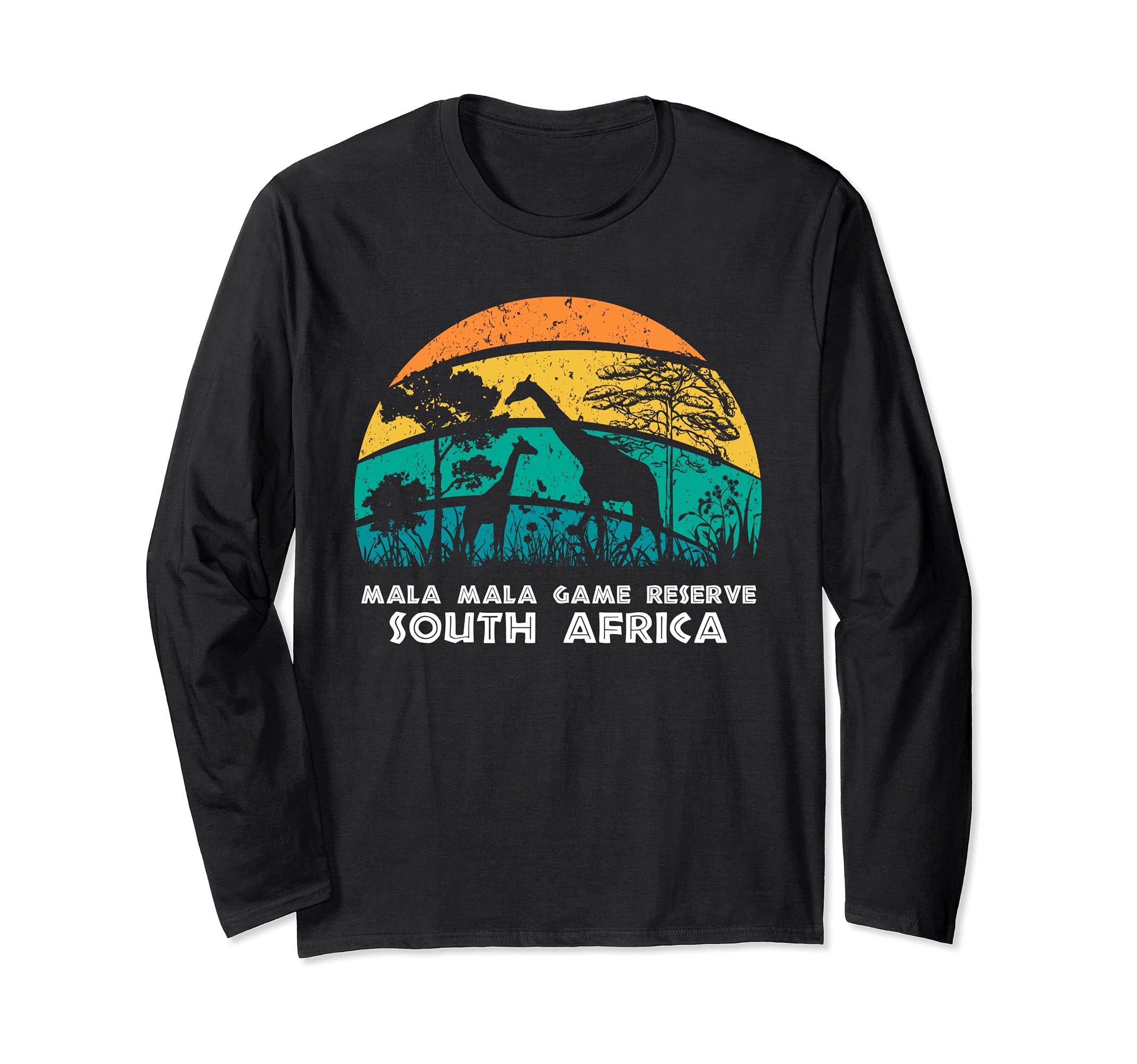 Vintage Retro Mala Mala Game Reserve, South Africa Africa Sa Long Sleeve T-Shirt, Black