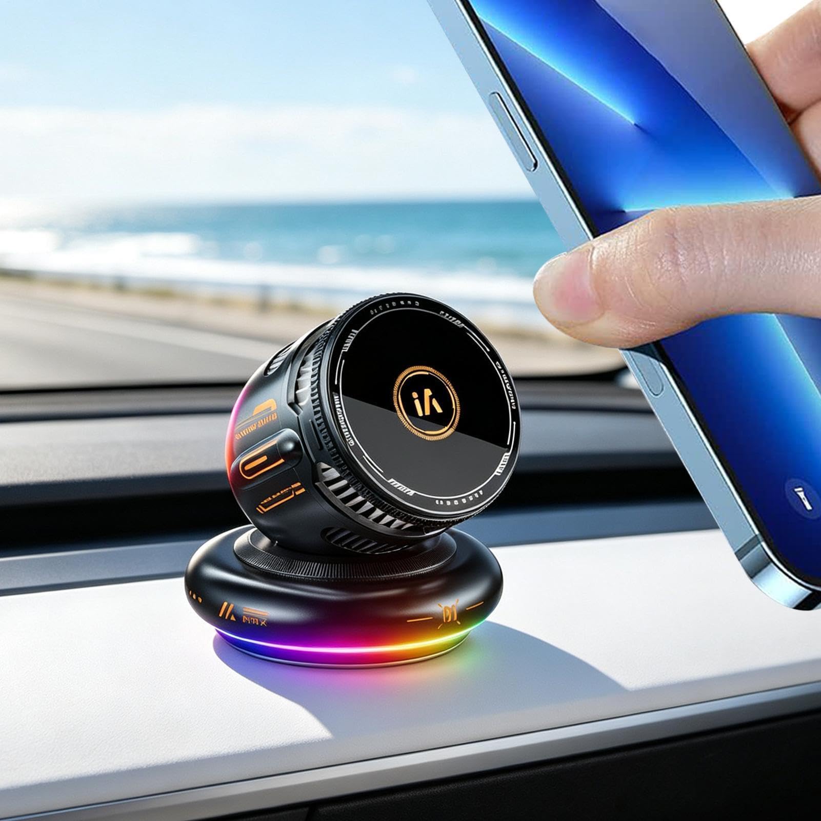 Soporte magnético de teléfono para automóvil Con Luces RGB Base Lavable Y
