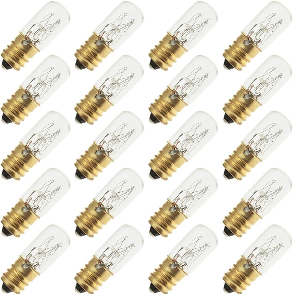 15T4.5/C-S 130V (1 1/2"), 15 Watt, T4.5, Candelabra Screw (E12) Base Tubular Light Bulb (20 Bulbs)