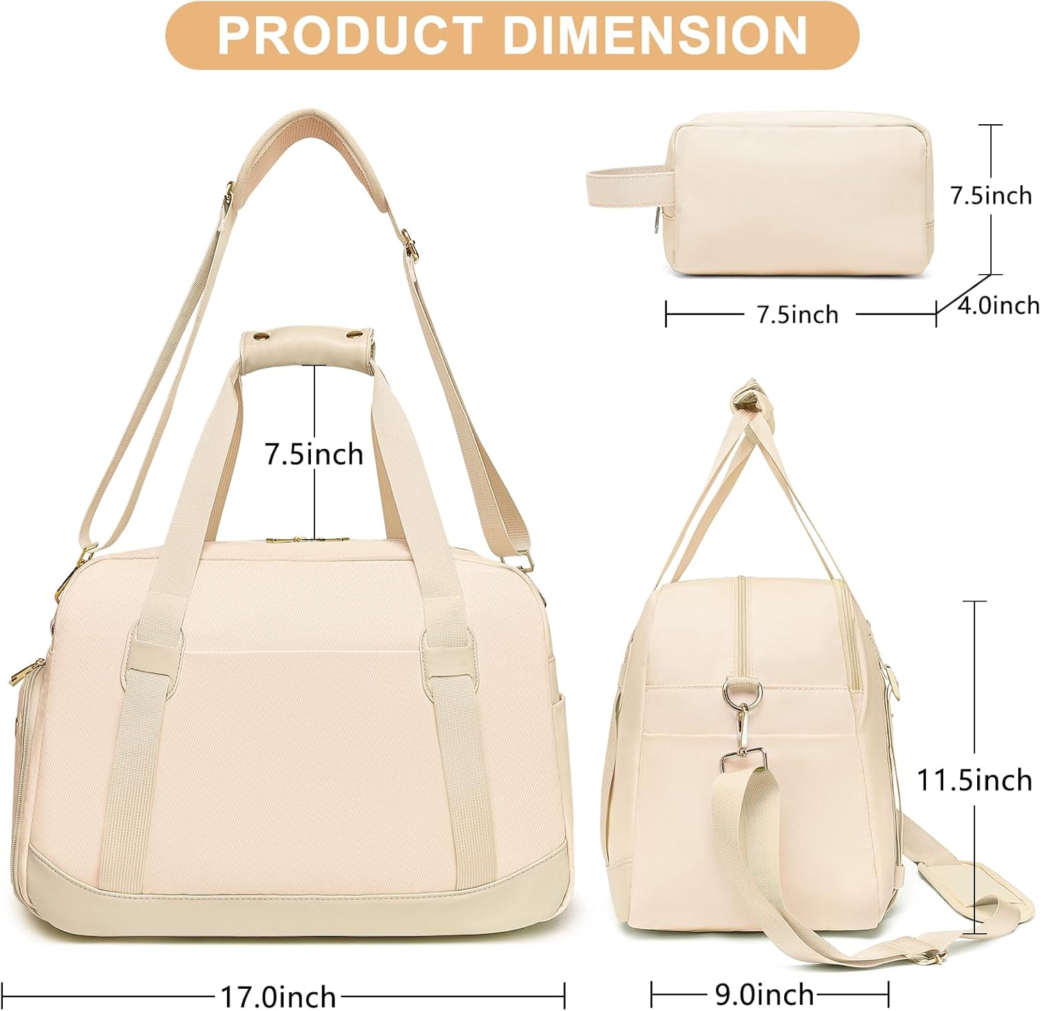 Sports Gym Bag for Women, Travel Duffle Bag with Shoe Compartment & Wet Pocket, Fitness Yoga Bag