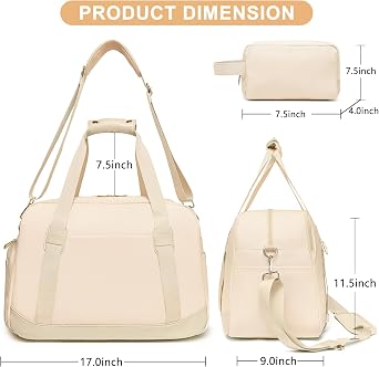Sports Gym Bag for Women, Travel Duffle Bag with Shoe Compartment & Wet Pocket, Fitness Yoga Bag