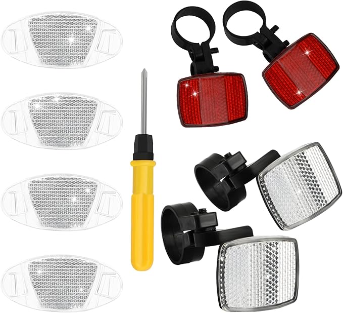 9 Pcs Bicycle Reflector Front and Rear, Bicycle Wheel Reflector Bracket