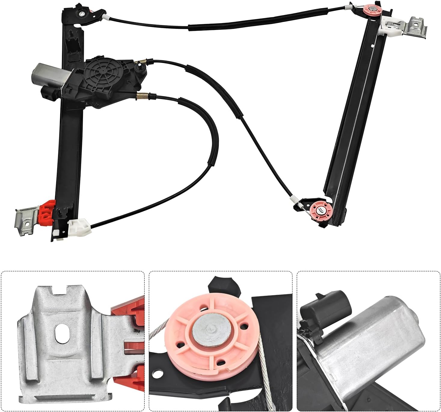 Front Right Window Regulator w/Motor Compatible with Maserati Quattroporte M139 2003-2012 Replace# 66944800, 84934000