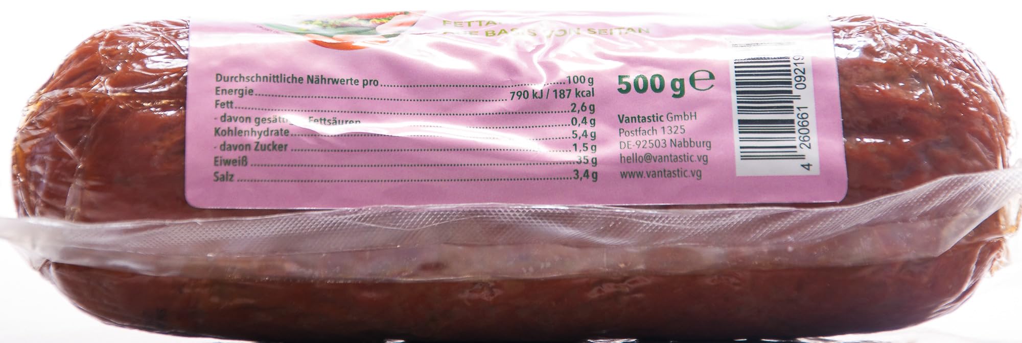 Vantastic foods SIM SALA MI am Stück, 500g | Salami VEGAN | Vegane Wurst | Wurstersatz für Veganer | Pflanzlich auf Seitan Basis