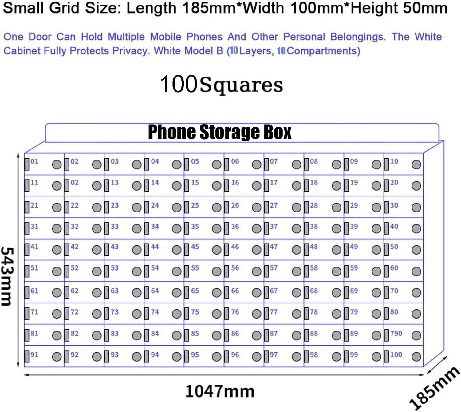 Supporto da parete per telefono cellulare con 12 slot serratura a chiave per ufficio e classe dispositivo mobile sicuro 100 slot design durevole e salvaspazio