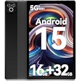 Tablet 10 Inch Android 15 OS GMS Certified Tablets PC 1.8 GHz 5-Core 16 (3+13) GB RAM 32 GB ROM 1 TB Expandable 1280x800 HD IPS Touch Screen 5000 mAh WiFi 6 Bluetooth 5.4 Dual Camera 2025 (Black)