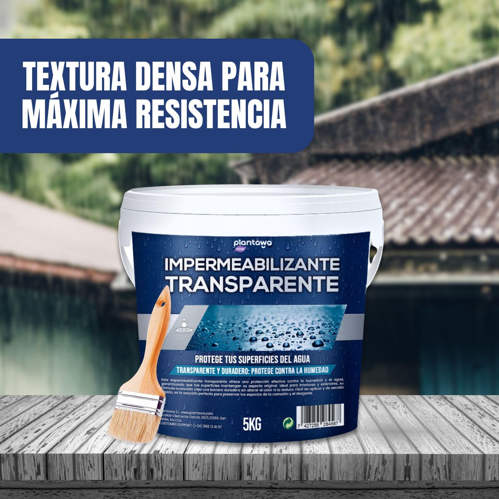Plantawa Impermeabilizante Transparente 5kg | Revestimiento impermeable definitivo, Genera película protectora, Resistente al agua y humedad, Revestimiento impermeable para interiores y exteriores