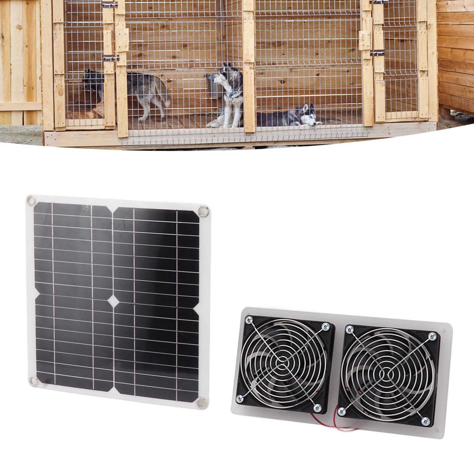 Solarpanel-Ventilator-Set, 15 W, Doppelventilator, Wetterfest, mit 130 Cm Verlängerungskabel für Kleines Hühnerstall-Gewächshaus Im Freien