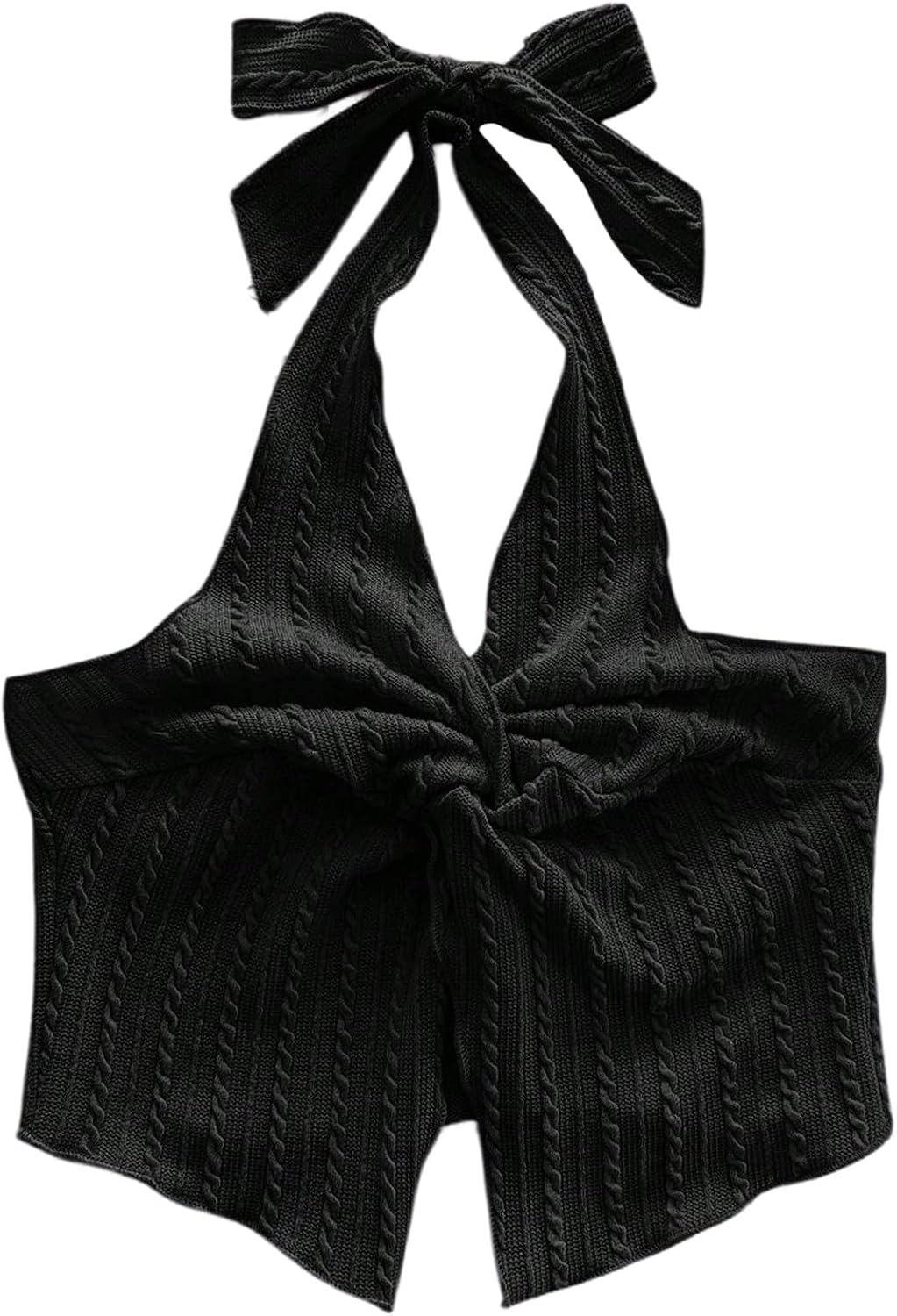 SHENHE Girl's Summer Halter Top Twist Front Sleeveless Textured Slit Cute Beach Vacation Tank
