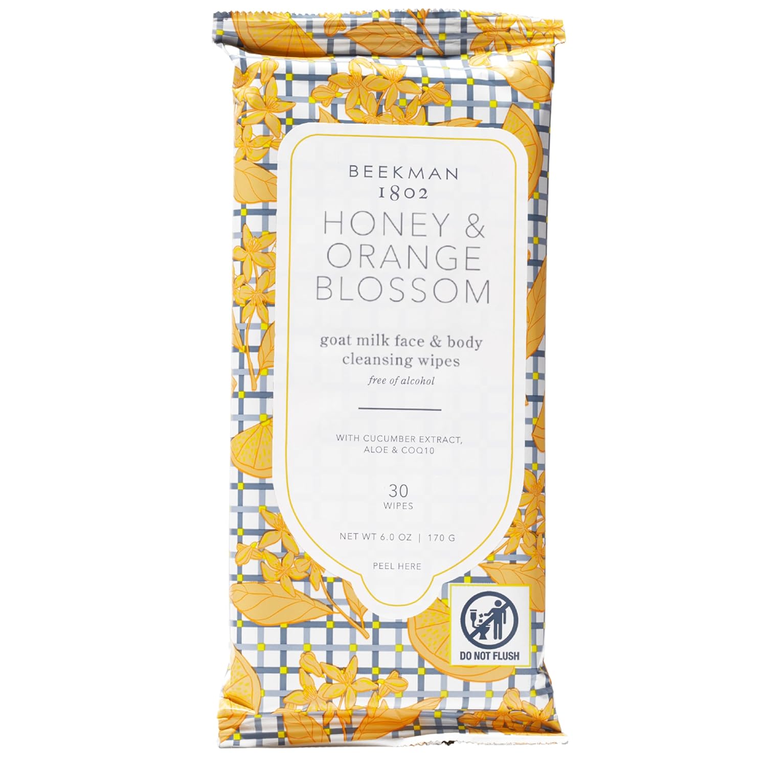 Beekman 1802 Face & Body Wipes, Honey & Orange Blossom – Scented – 30 Count – Cleanses – With Goat Milk, Aloe & Vitamin E – Alcohol Free, Biodegradable – Good for Sensitive Skin – Cruelty Free