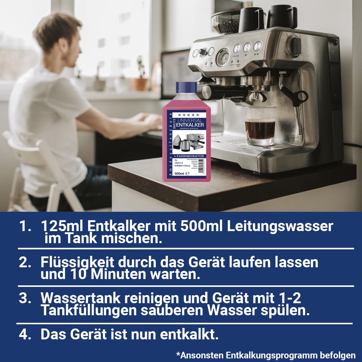 Vloeibare Ontkalker Voor Volautomatische Koffiemachines – Koffiezetters – Waterkokers En Stoomovens Met Waterreservoir 500 Ml