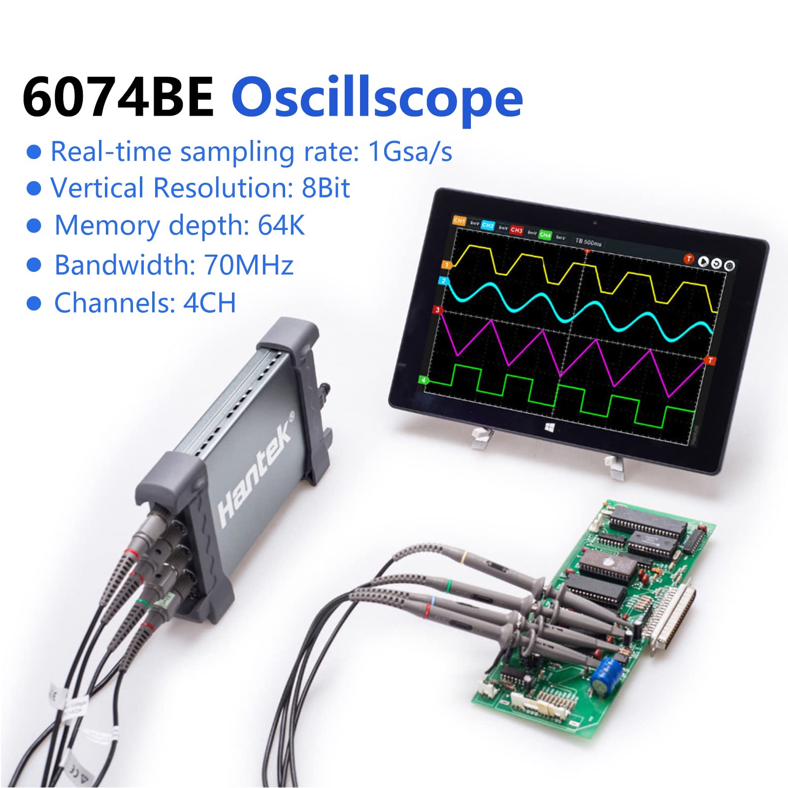 6074BE Digitaloszilloskop 70MHz 1GSa/s 4CH USB Virtuelles Oszilloskop Autodiagnoseinstrument Diagnosewerkzeug Automatisch