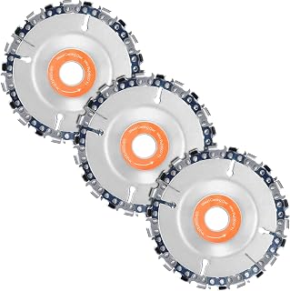 Honoson 3-Pack 5/8 Inch 22-Tooth Wood Carving Chain Discs for 4-4.5" Angle Grinders - Stump Removal & Shaping Tool