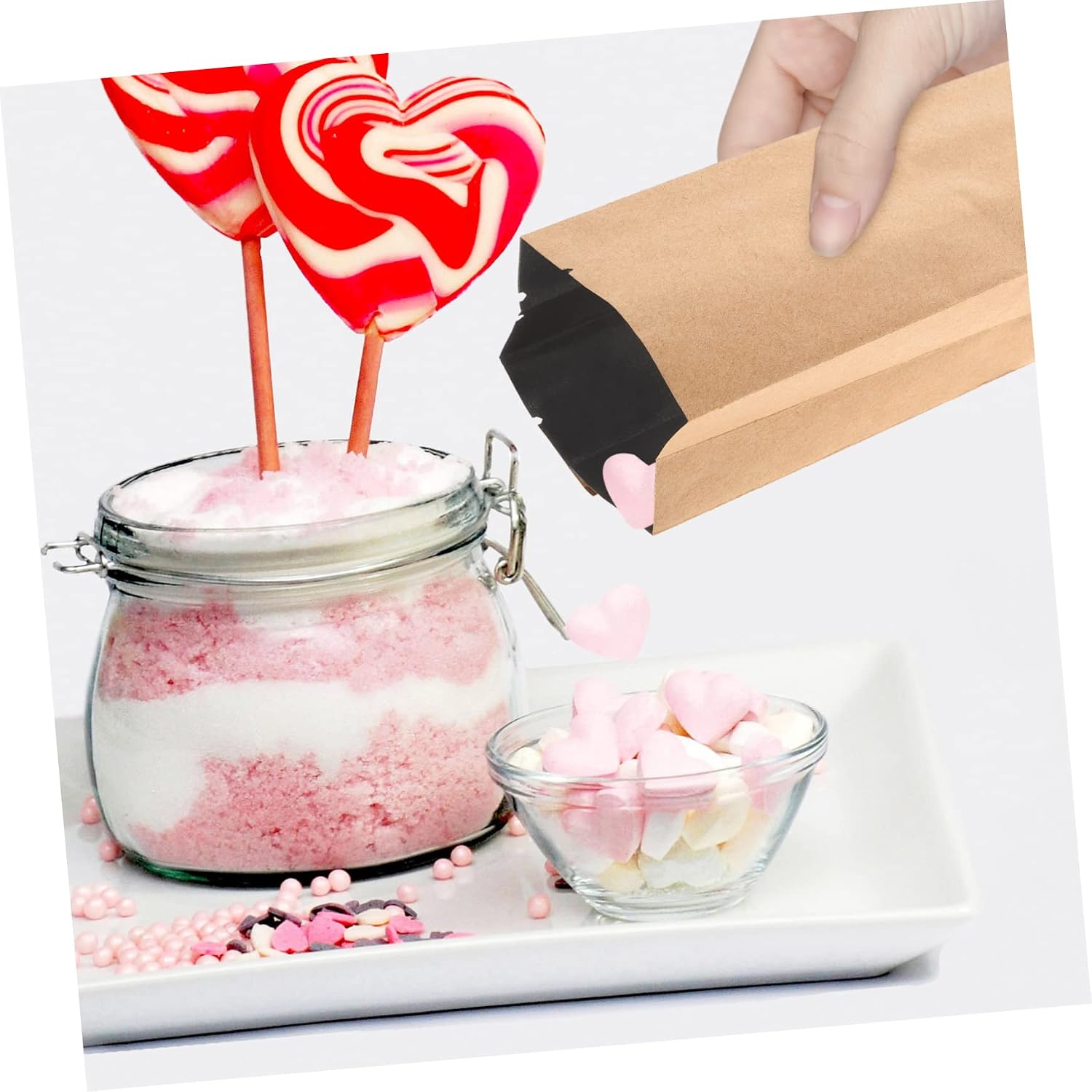 100pcs Kraft Paper Tea Packaging Bags Reusable Produce Bags Sealing Pouch Food Storage for Dried Fruit Tea Candy Nuts