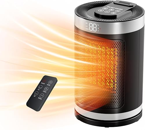 Calentador de espacio pequeño, calentador eléctrico portátil con sensor de temperatura para uso en interiores, pantalla digital, temporizador de 1 a