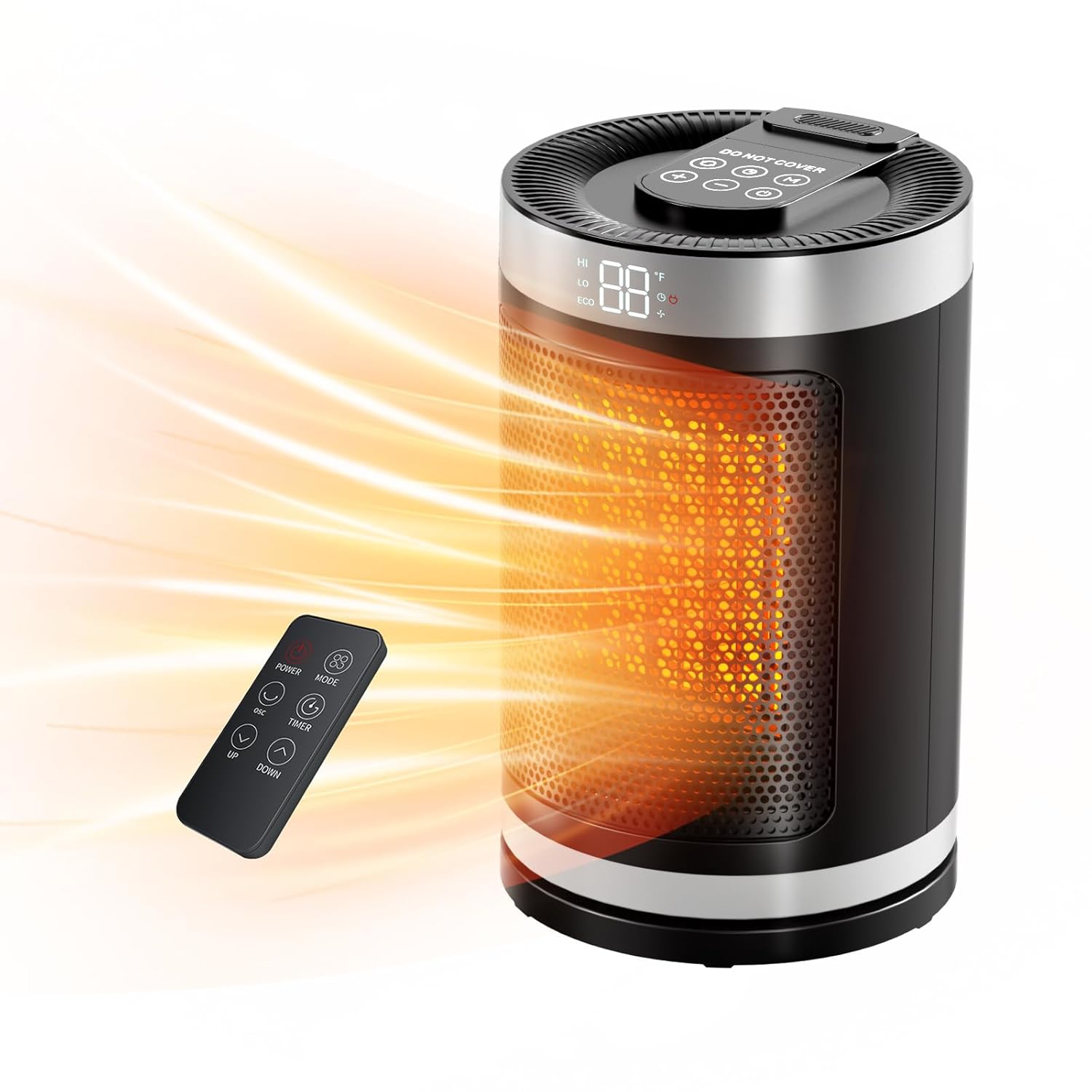 Small Space Heater Portable Electric Heater with Temperature Sensor for Indoor Use Digital Display 1-12H Timer Eco and