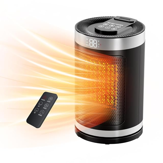 Small Space Heater Portable Electric Heater with Temperature Sensor for Indoor Use Digital Display 1-12H Timer Eco and