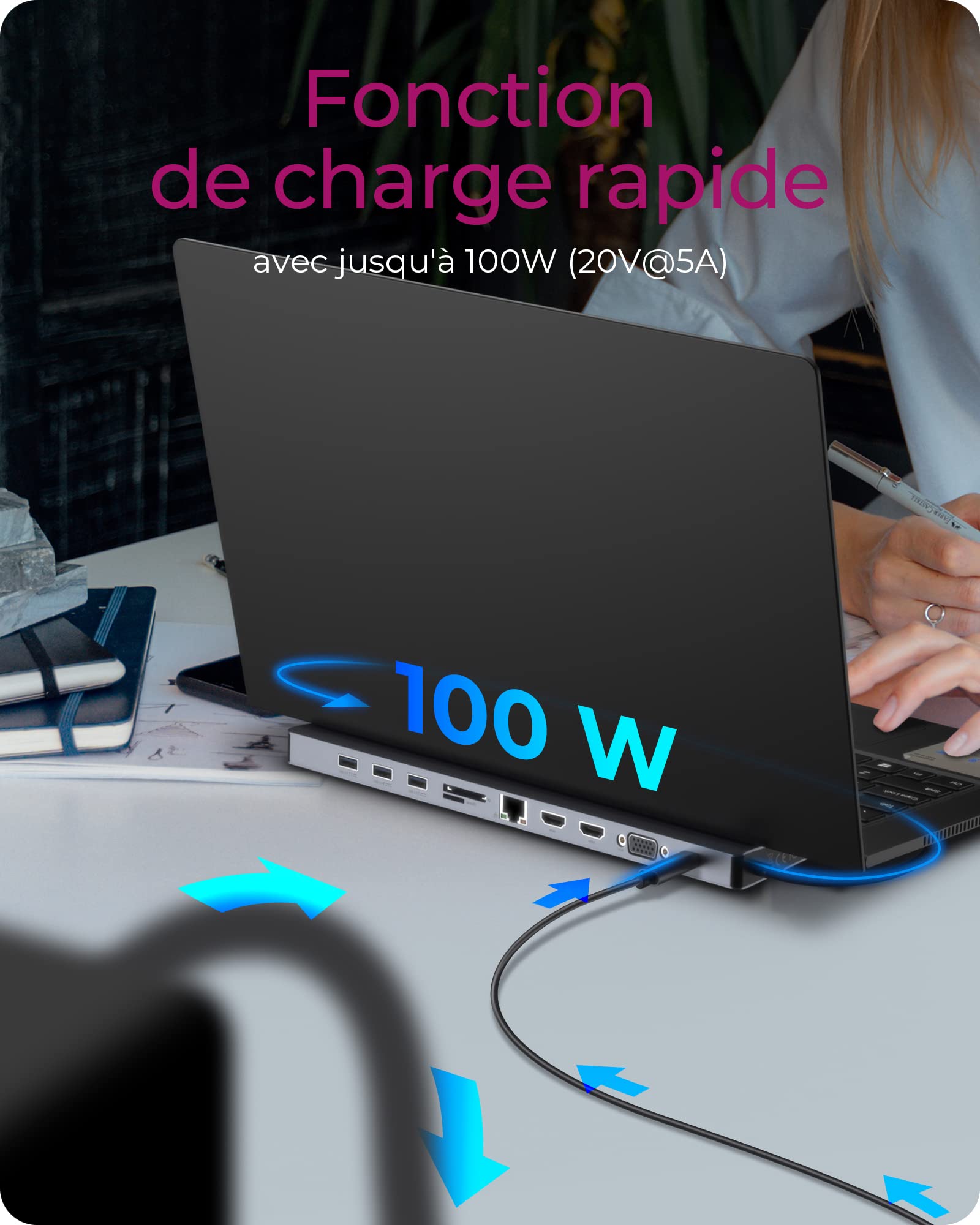 ICY BOX IB-DK2106-C Avec fil USB 3.2 Gen 1 (3.1 Gen 1) Type-C Anthracite, Noir