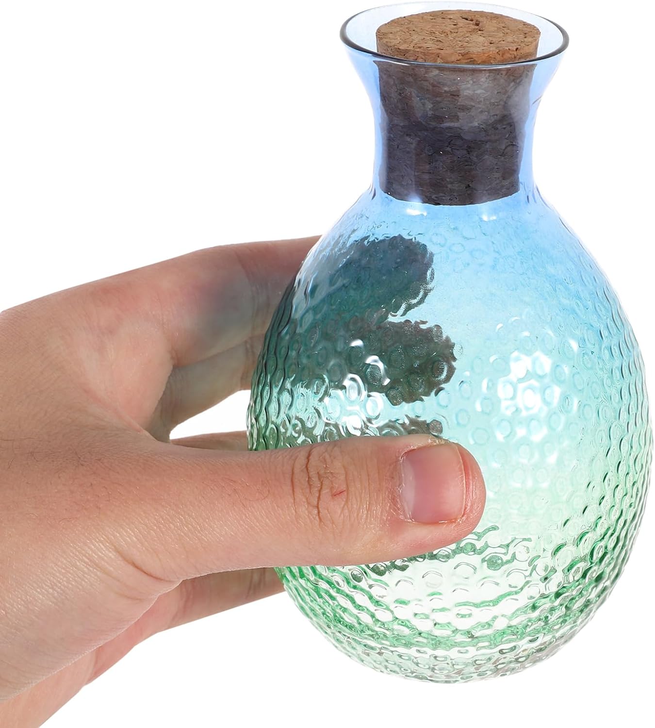 Japanese Sake Set Hammered Design Glass Sake Bottle and Cup Set for Home Use for Restaurants