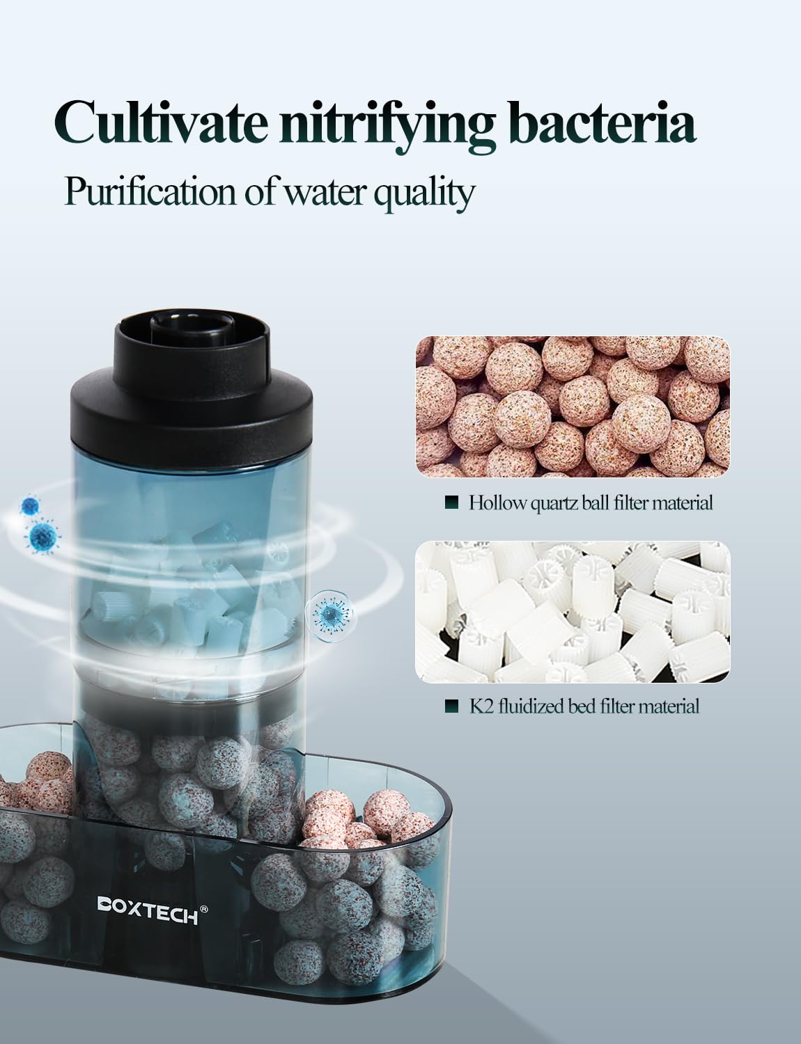 UPETTOOLS Aquarium Filter Sponge Filter, Submersible Fish Tank Filters Built-in Fluidized Bed and Bio Balls, Aquarium Air Driven Filter with Airline Tubing for 10-30 Gallon Fish Tanks - image 3