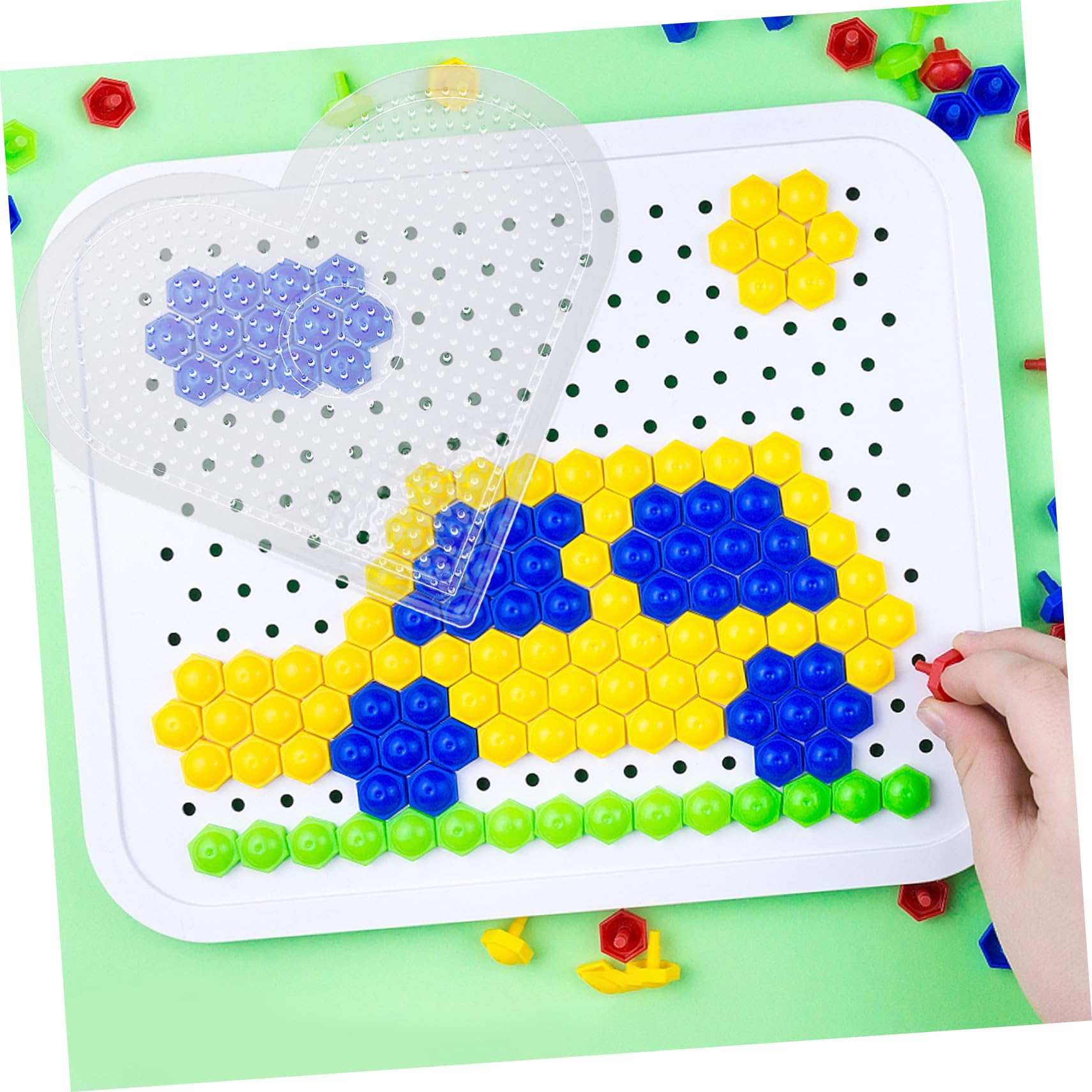 Toddmomy Lot de Plaques à Perles à Repasser Transparentes Assortiment Formes Carré Cœur Rond avec Clips pour Projets de Bricolage Créatifs et Perlage Bijoux