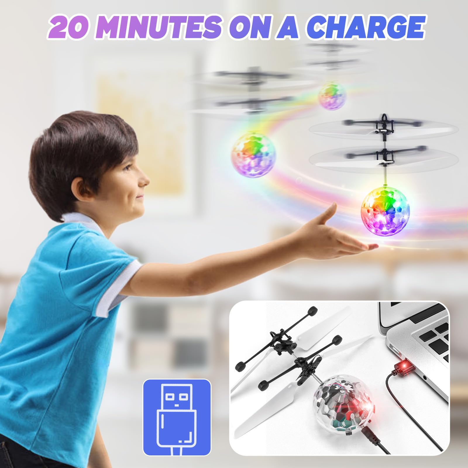 Flying Orb Ball, Magic Hover Flying Ball Toy with Rechargeable, Light Up Floating Balls Indoor Outdoor Toys Gifts for Bithday Boys Girls Ages 6 7 8 9 10+ Year Old