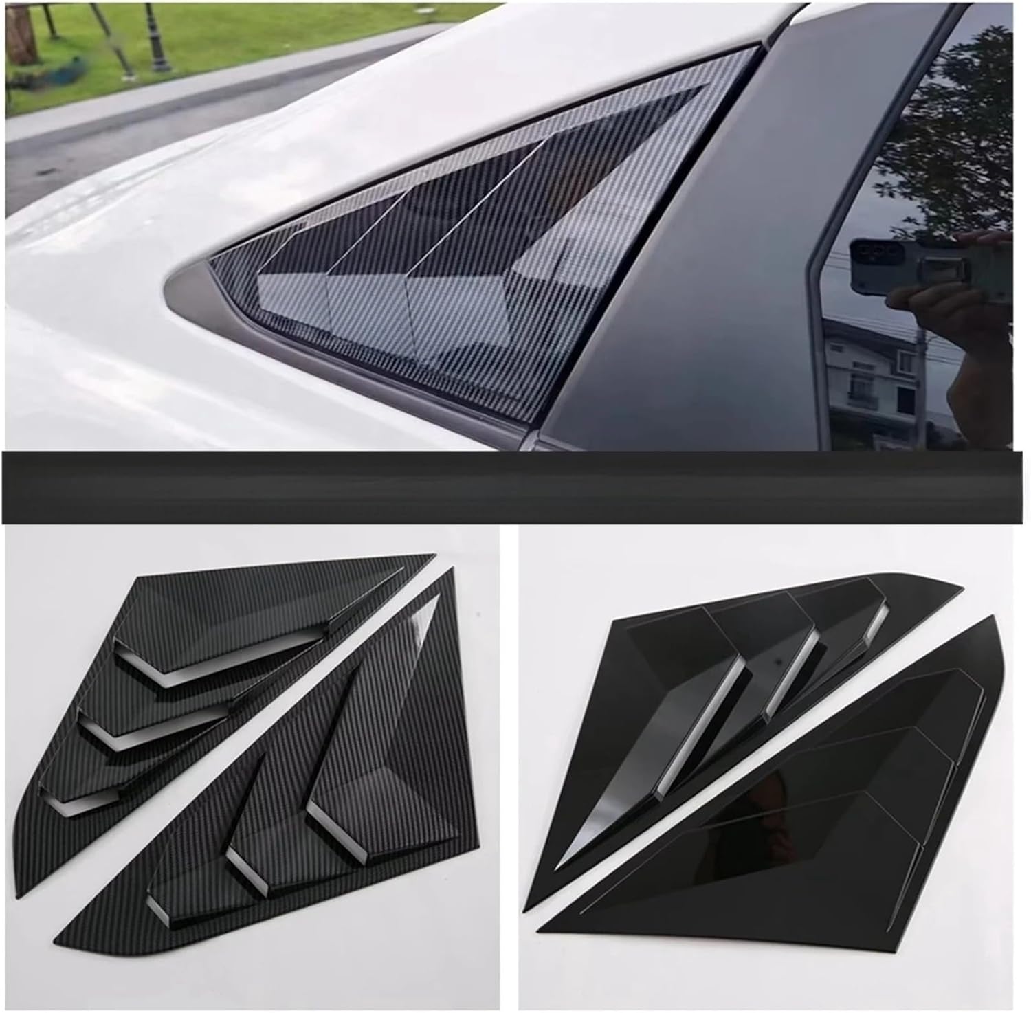 Compatible with Toyota Yaris Ativ/Vois 2023 2024(Glossy Black) Black Auto Exterior Vent Rear Window Scoop Louver Shutter Sticker Cover Trim Accessories