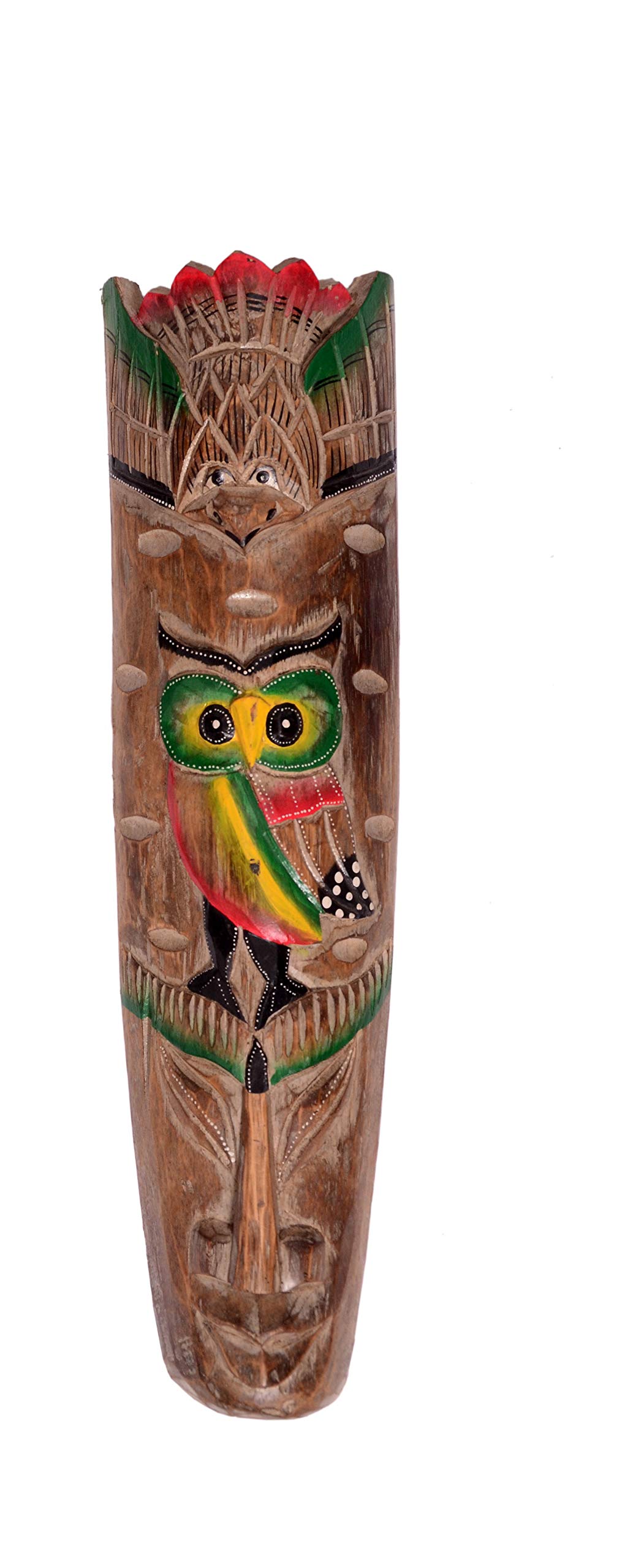 Classical Youth Hand-Painted Afro-Egyptian Style Wall Hanging/Mounted OWL-Bird Wooden MASK -for Home/Office/Cafés Interior Décor (Brown, Pack of 1, Size: 50 cms Each)