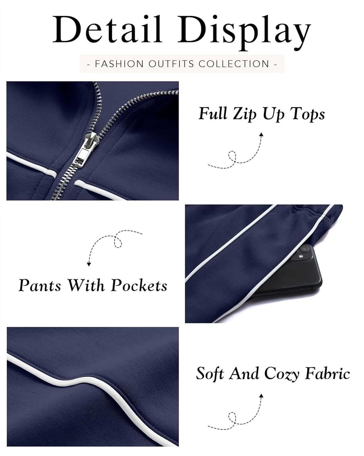 HAEOF Women 2 Piece Sweatsuit 2026 Fall Spring Long Sleeve Zip Up Sweatshirt Jogger Pants Machting Lounge Sets Track Suit - Image 5