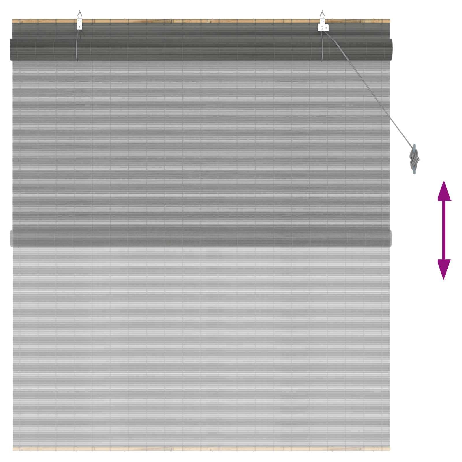 Store enrouleur en bambou gris - 140 x 160 cm - Protection solaire et brise-vue