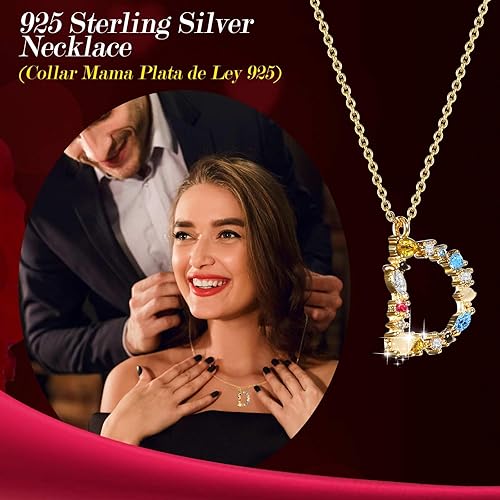 Miniatura 2 de ADDWel Regalos románticos para novia  Regalos de rosa preservada para mujeres, cumpleaños, collar con colgante único de inicial A-Z y flores para