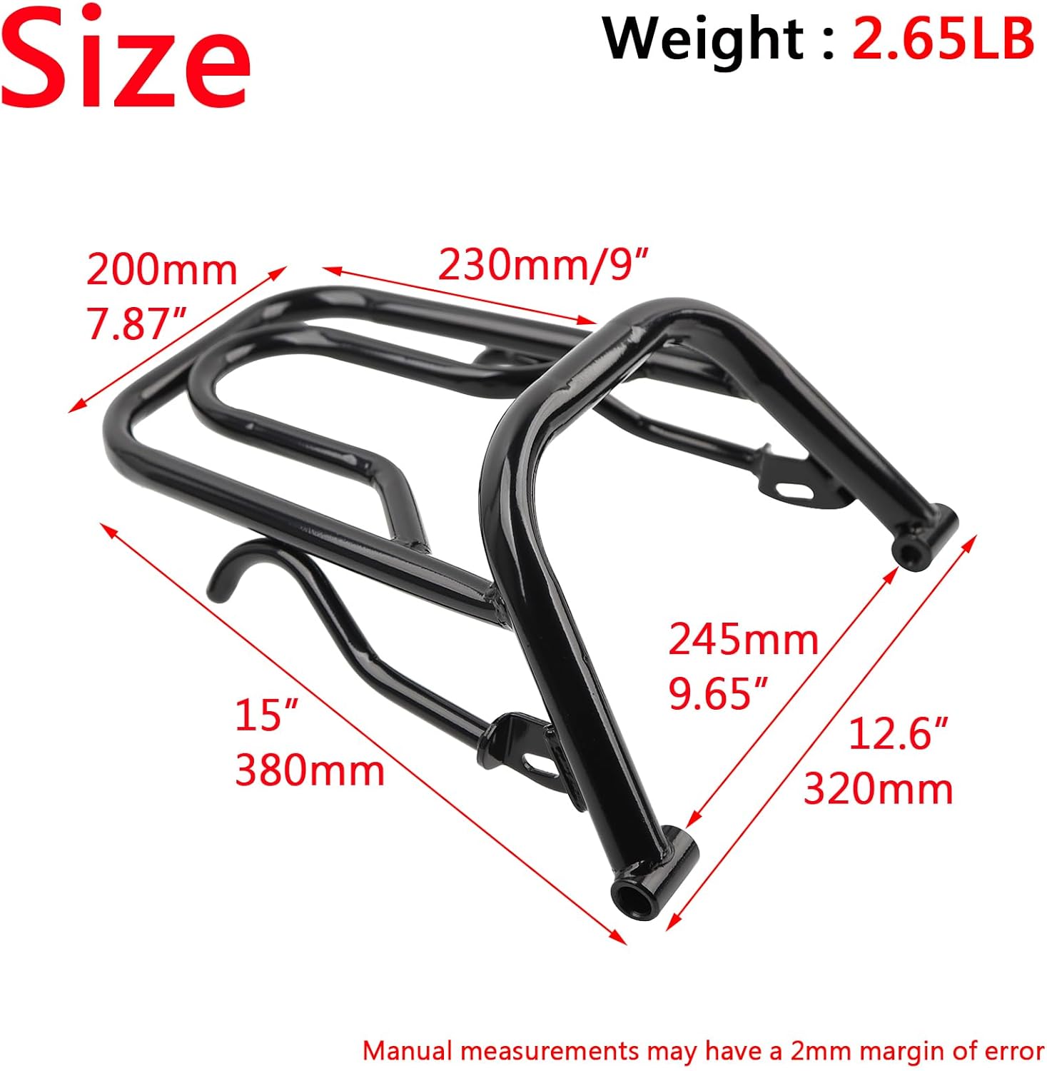 Minho Motorcycle Rear Luggage Rack in Heavy Iron Material Compatible with Yamaha Zuma 125cc 2010-2013 3TH-4TH Generation, Black Color