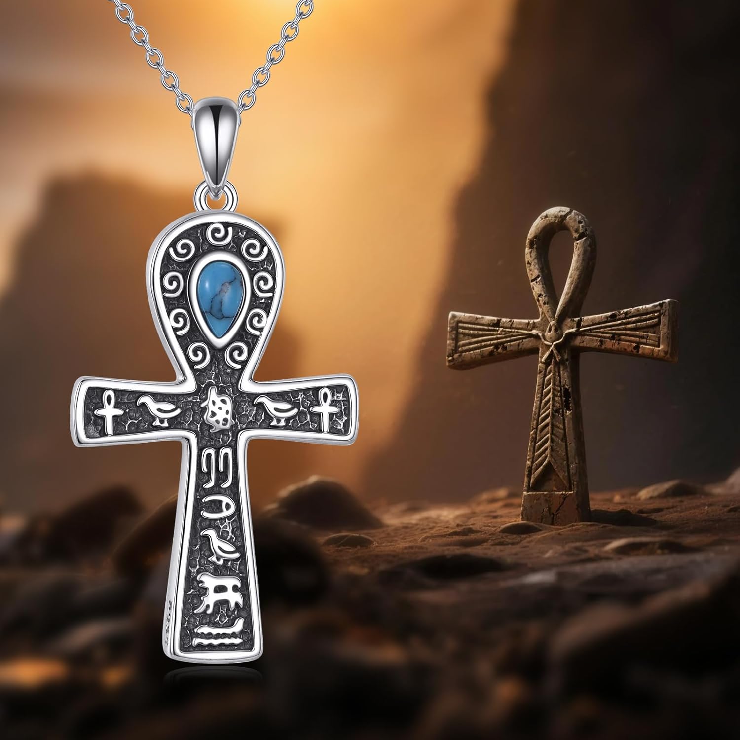 Ankh Necklace Sterling Silver Cross Pendant Egyptian Jewelry Gifts for Women Men - Image 6