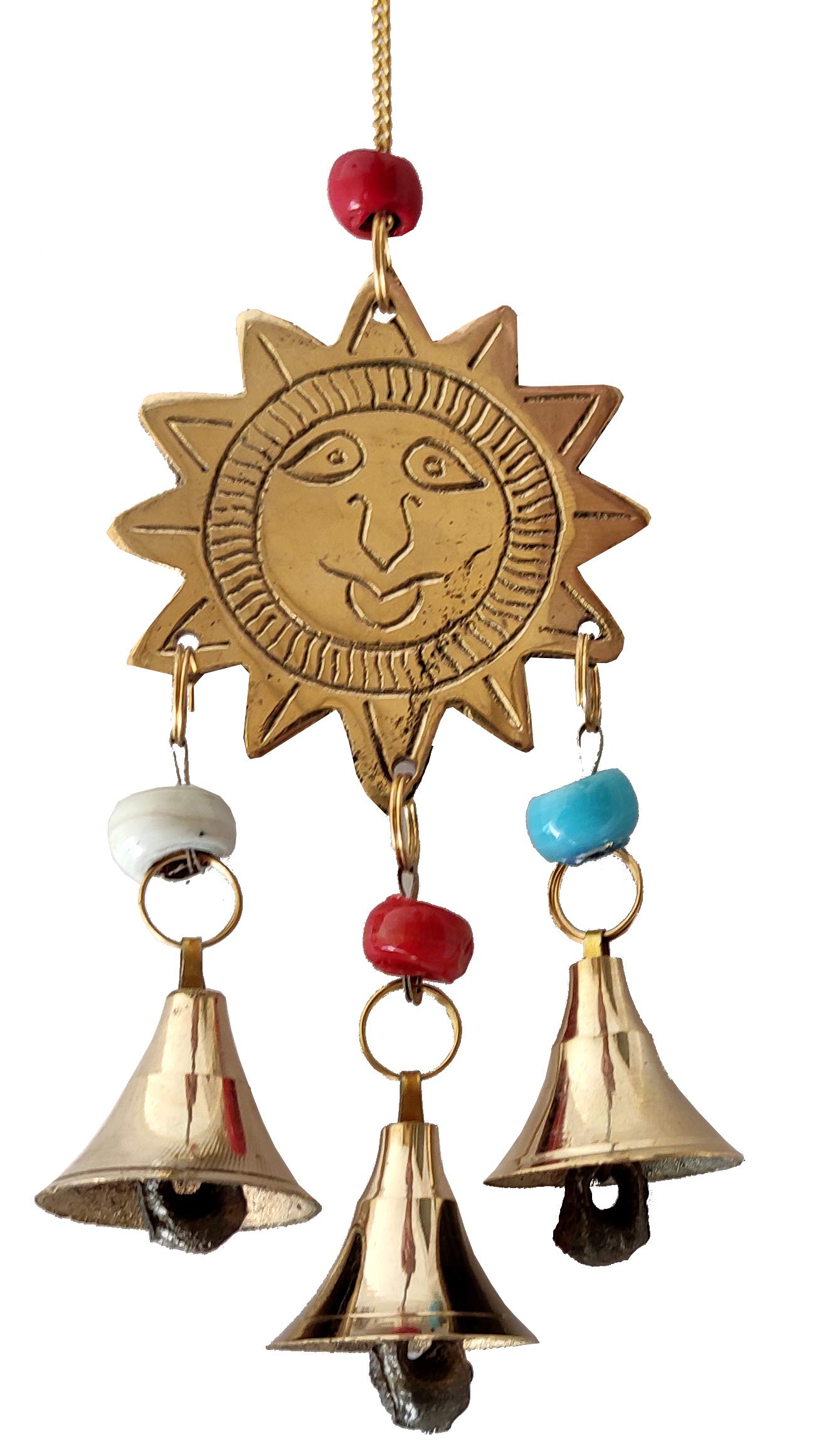 Carillon à vent en laiton Purpledip 12215 suspension extérieure motif soleil