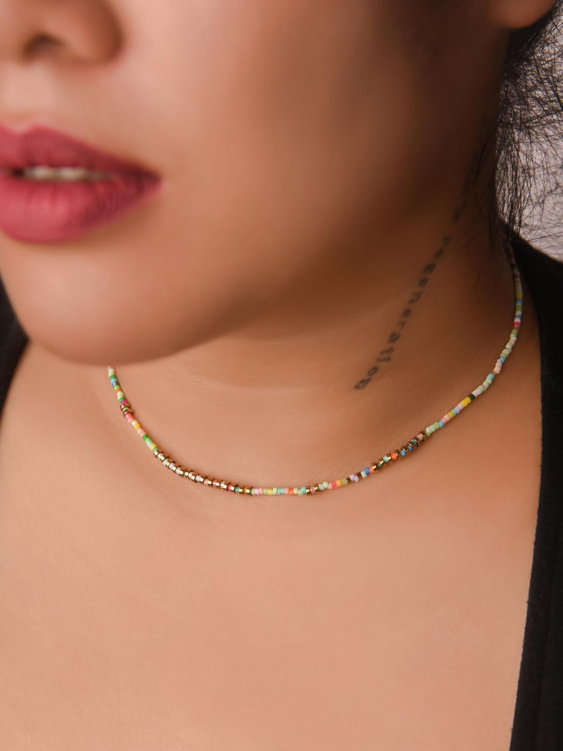 Sacina Y2k Boho Trendy Colorful Beaded Choker Necklace, Hippie Necklace, Summer Beach Jewelry, Christmas Jewelry Gift for Women