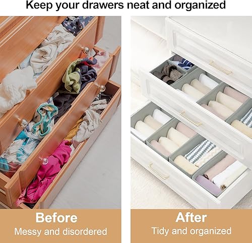 Miniatura 2 de Juego de 12 organizadores de cajones, organizador de armario de tela y cestas de almacenamiento, divisor de cajones plegable para ropa, calcetines,